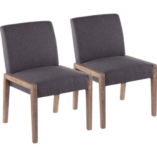 Carmen Dining Chair in White Washed Wood & Grey Fabric (Set of 2)